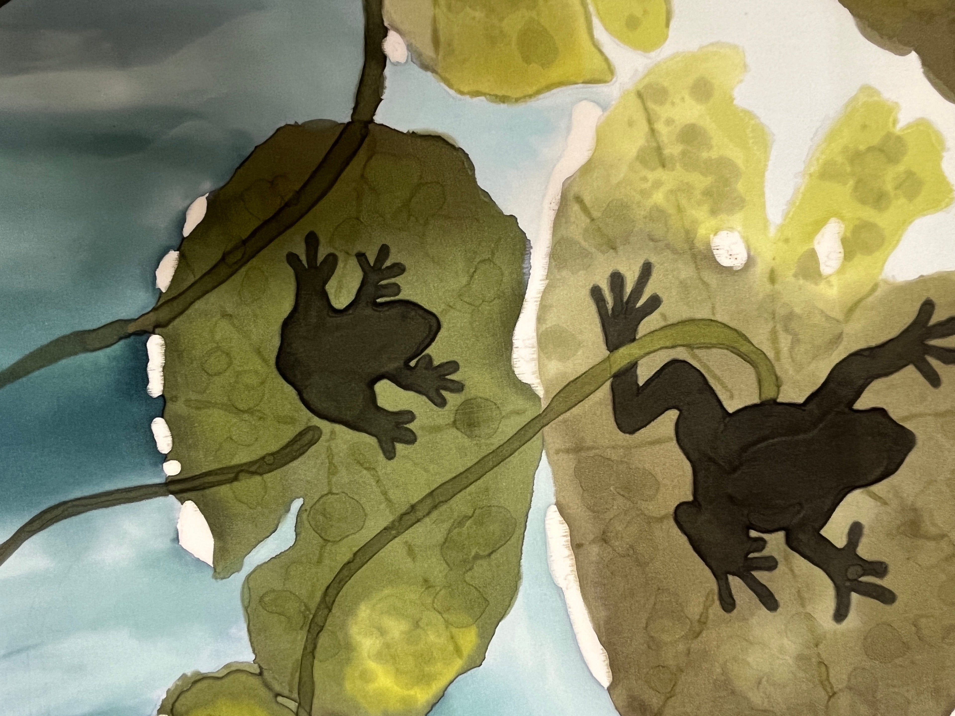 Hand-Dyed Silk Wall Hanging  - Pond Life (small)