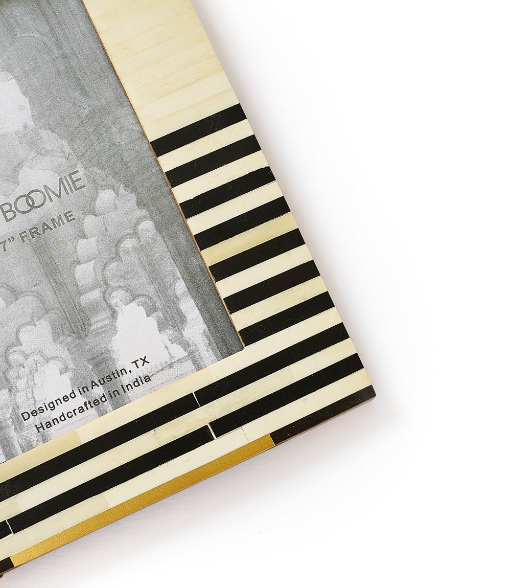 Mukhendu Stripe Black & White Bone Picture Frame (5x7)