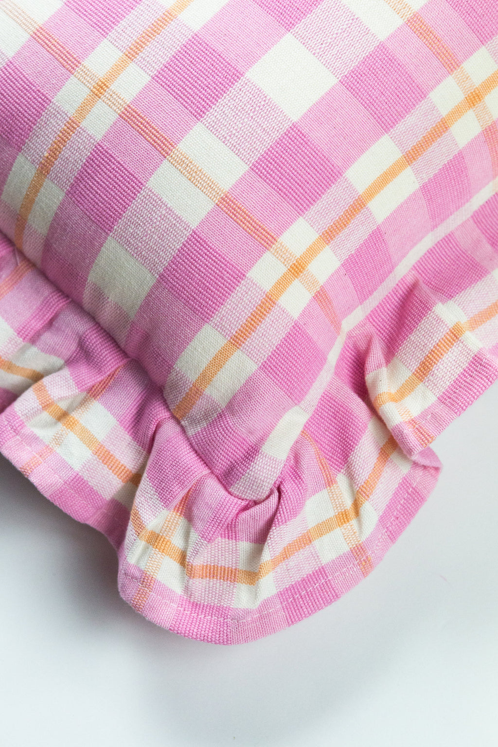 Archive NY Abigail Ruffle Plaid Pillow - Bubblegum