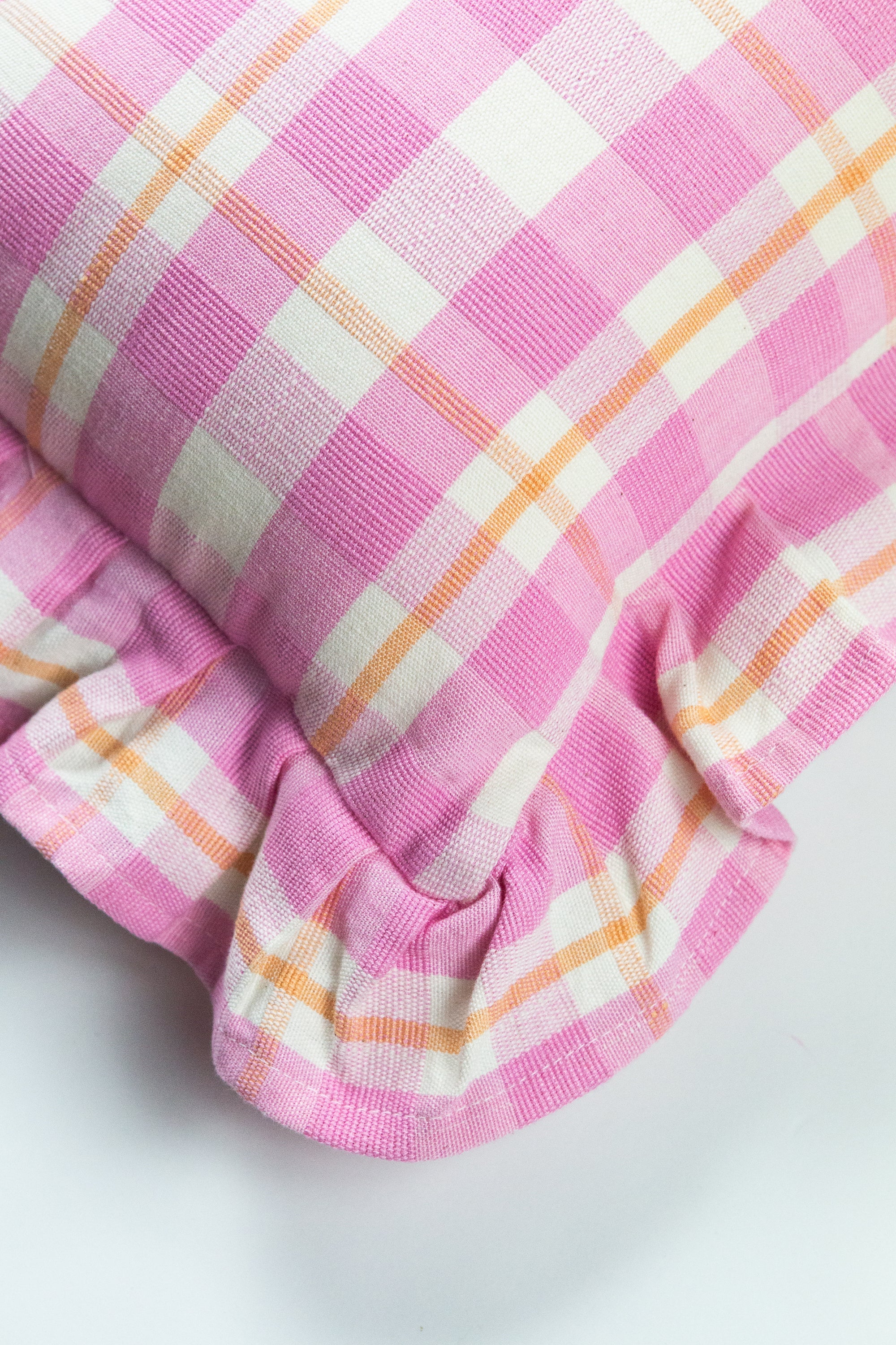 Archive NY Abigail Ruffle Plaid Pillow - Bubblegum