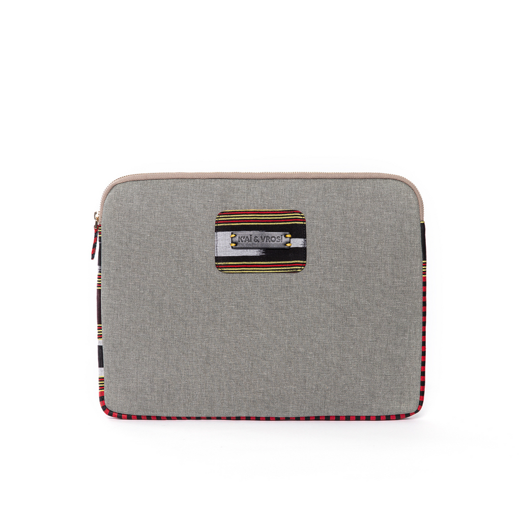 Zipped Patterned Gray Canvas Laptop Case for 13" & 14"