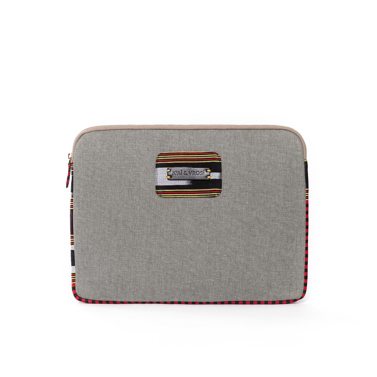 Zipped Patterned Gray Canvas Laptop Case for 13" & 14"