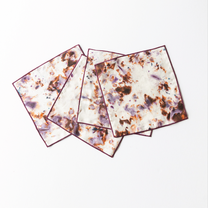 Rose Marble Cocktail Napkin Set (Set of 4)