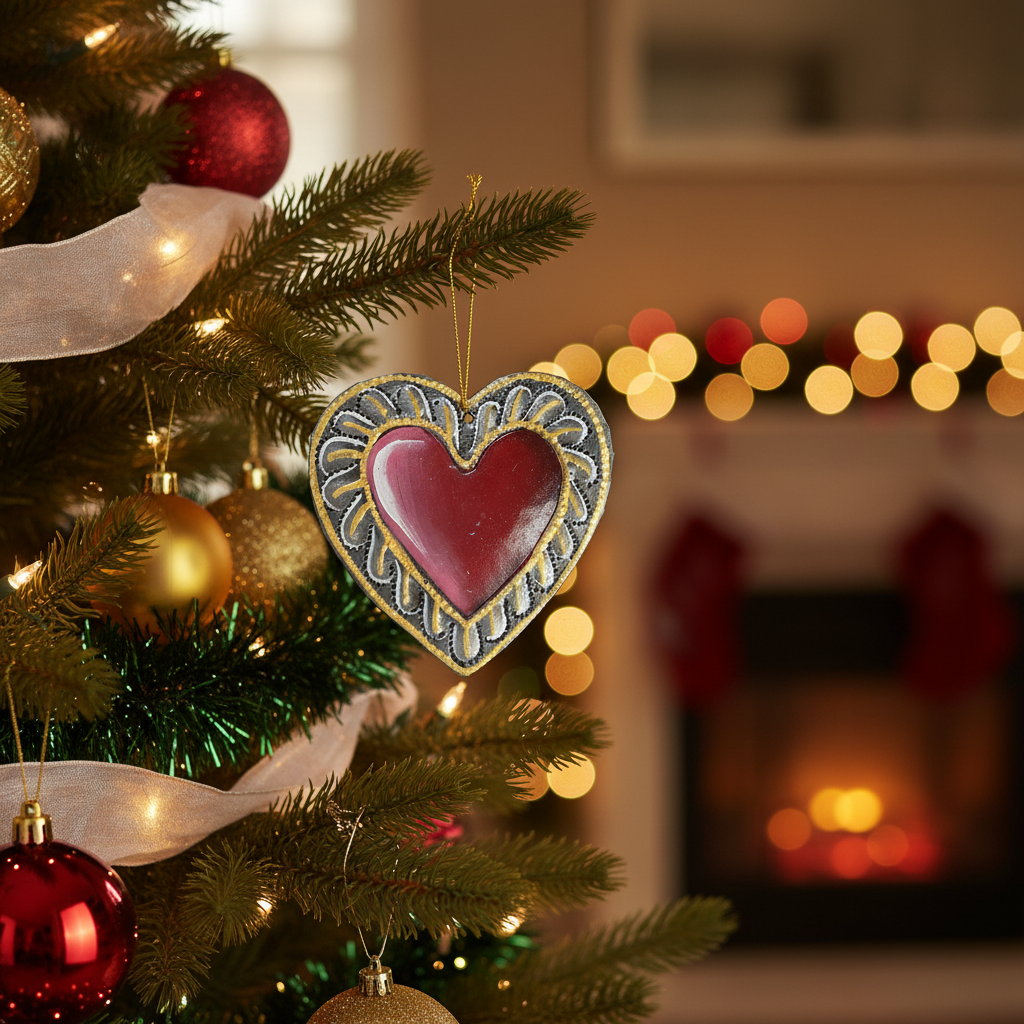 Red Painted Heart Ornament