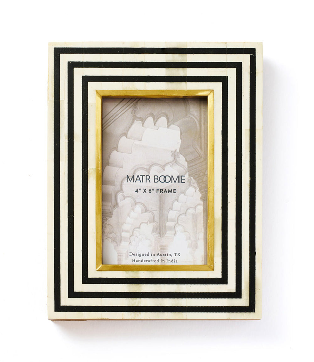 Rajiva Black & Cream Carved Bone Picture Frame (4x6)