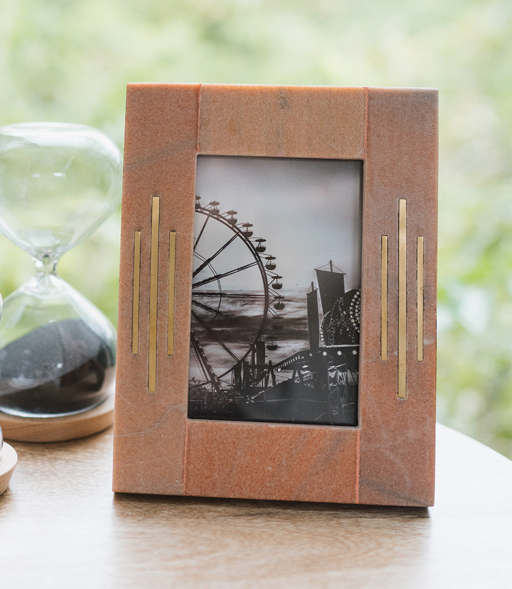 Jaipuri Picture Frame - Pink Carved Marble (4x6)