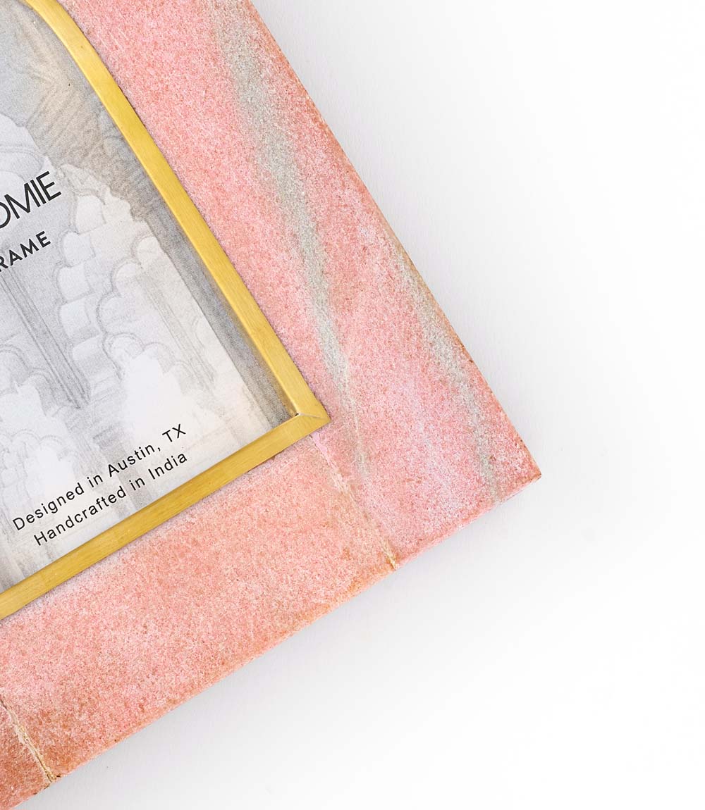 Jaipuri Pink Carved Marble Arch Picture Frame (4x6)