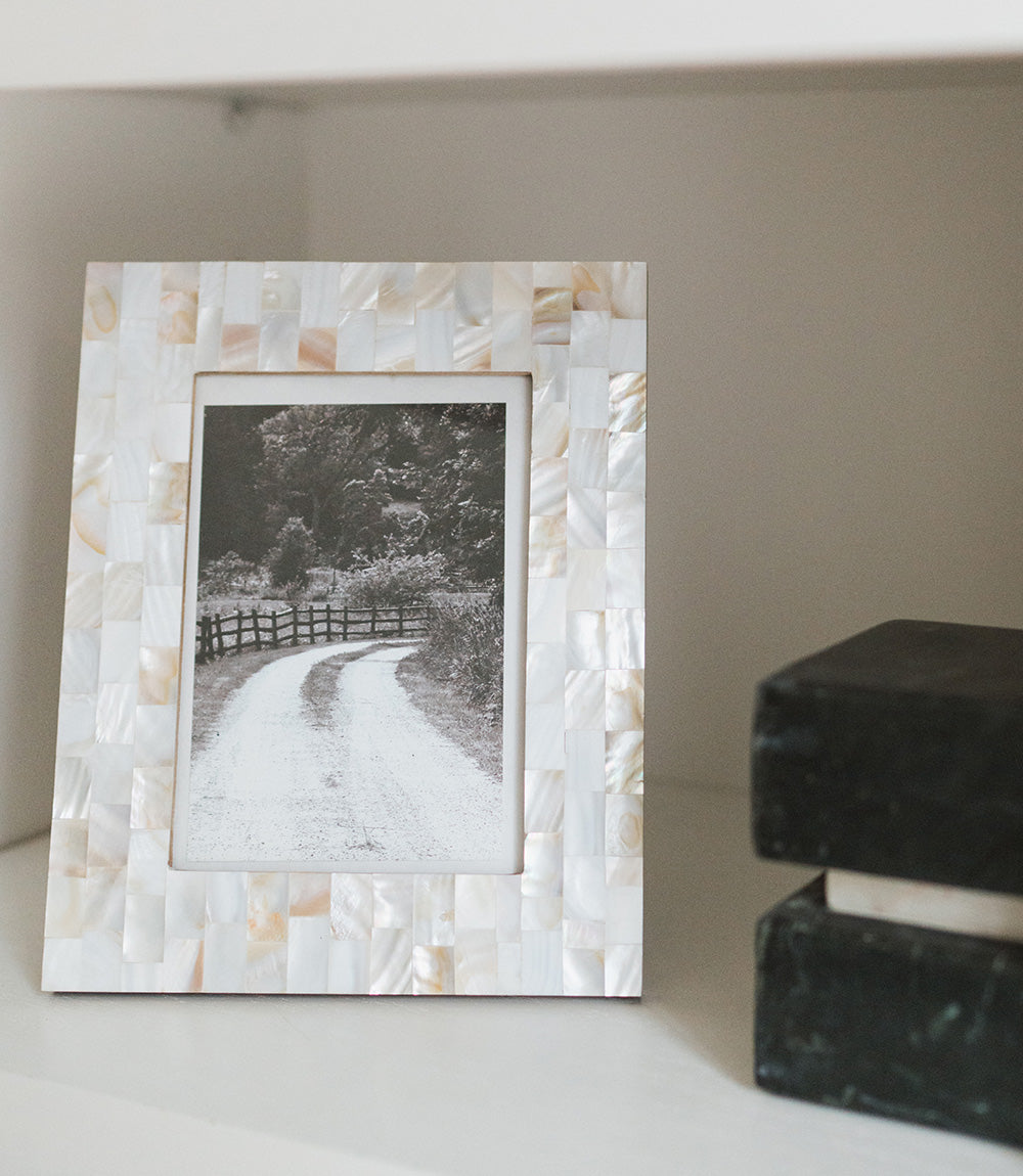 Chitra Hand Carved Mother of Pearl Picture Frame (5x7)