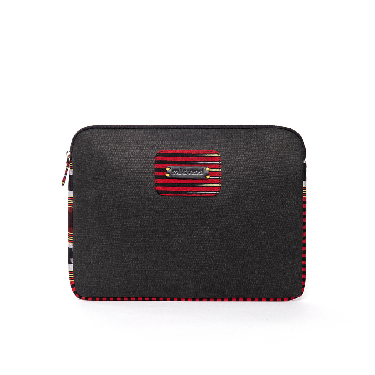 Zipped Patterned Black Canvas Laptop Case for 13" & 14"