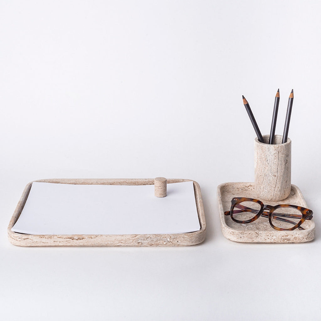 Travertine Marble Bathroom Tray - Cream (Small)