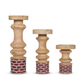 Gramercy Mango Wood Candleholders – Red (Set of 3)