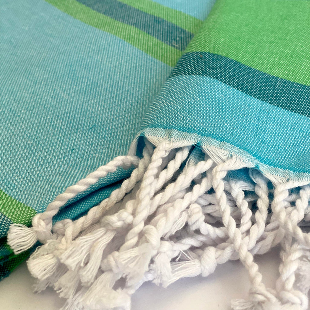 Samara Striped Sustainable Turkish Towel - Green