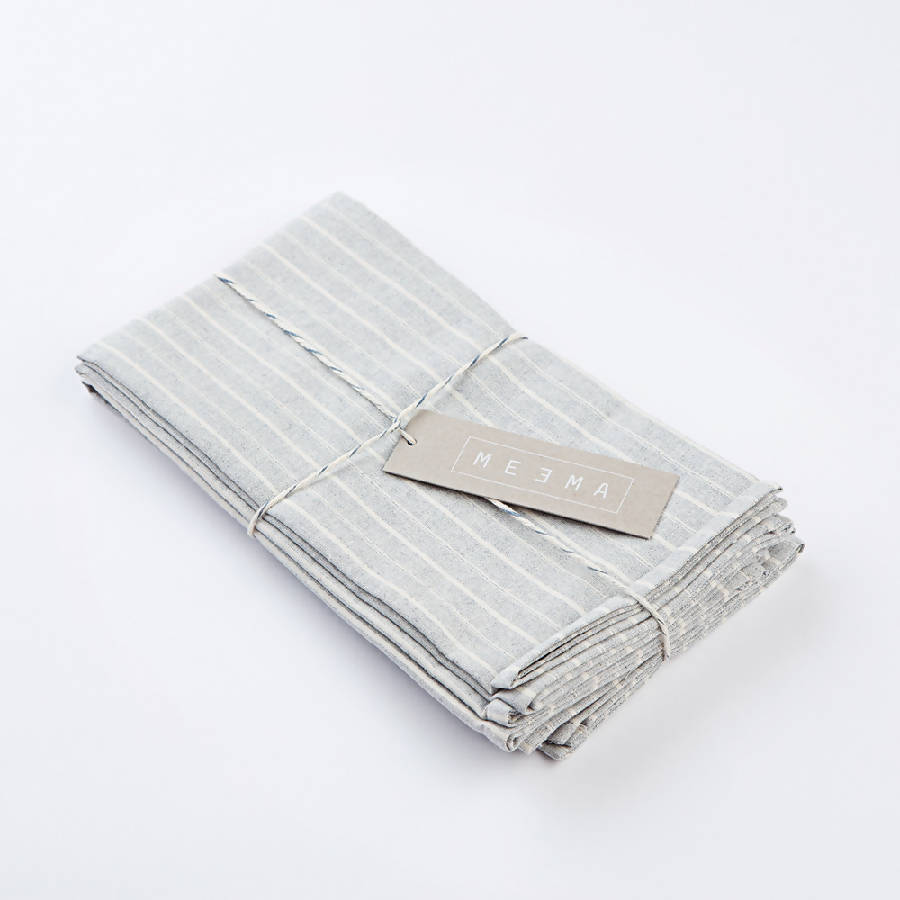 Grey Striped Cotton Napkin (Set of 4)
