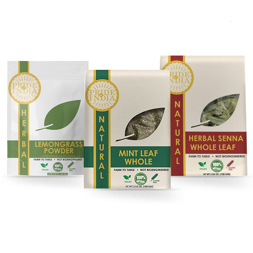 Digestive Health Trio - Whole Mint Leaf, Fine Cut Lemongrass & Whole Senna Herbal Tea Leaf (3-Pack)