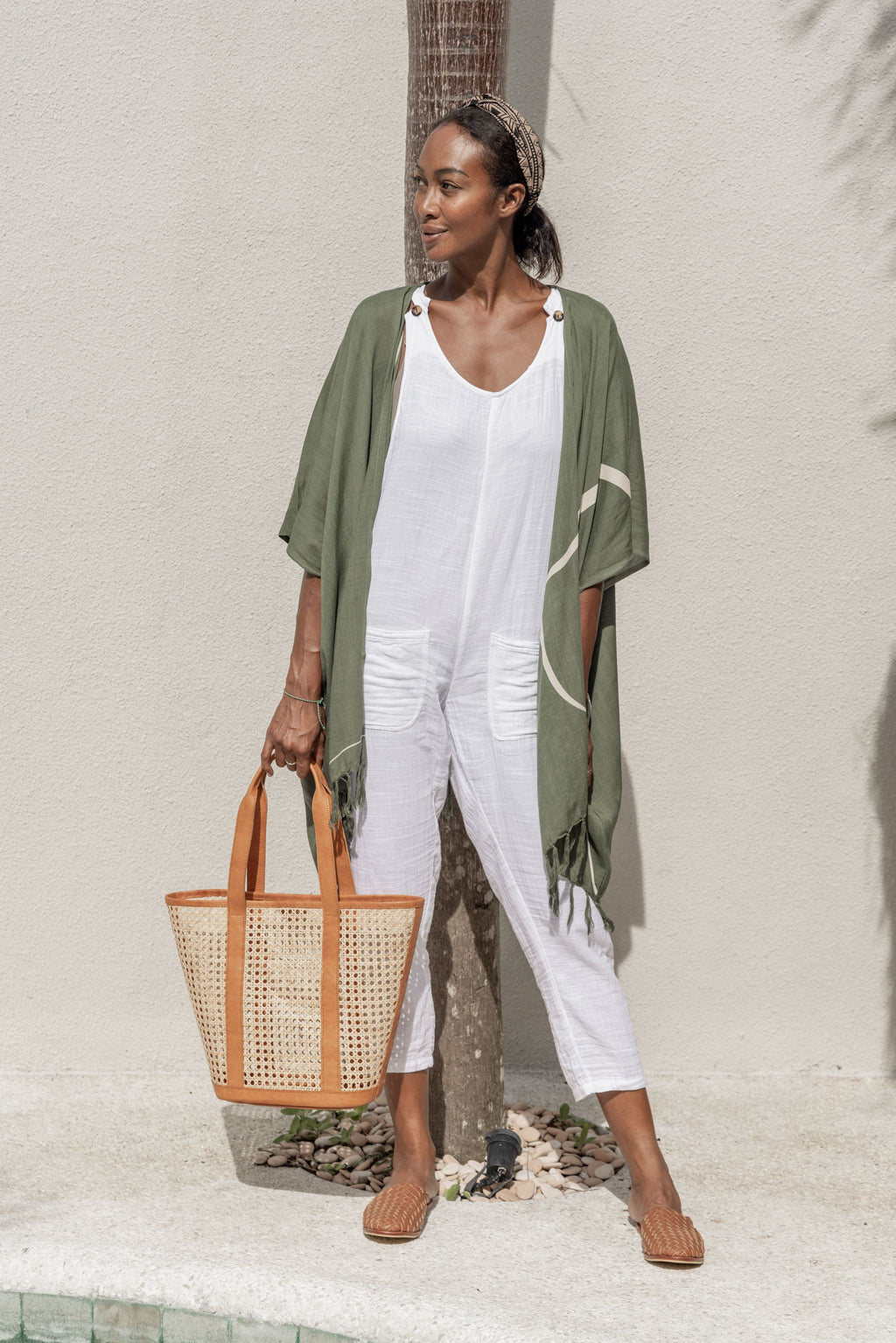Raja Leather & Cane Carryall Bag
