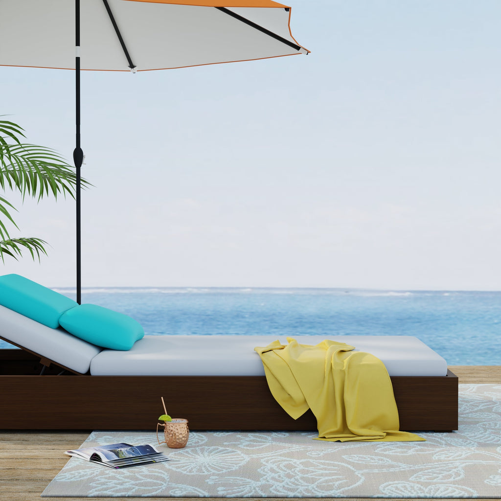 Line Flower Cool Aqua Rug