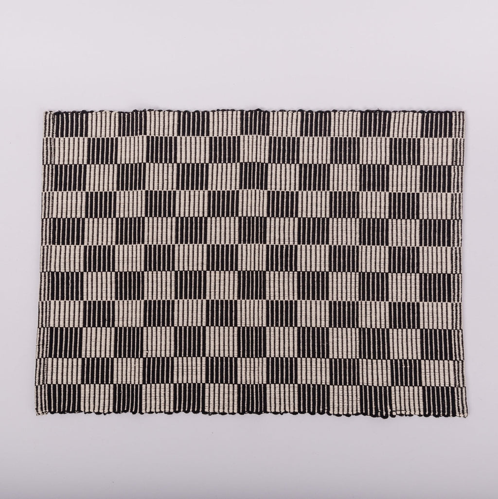 Handloomed Checkered Placemats - Black