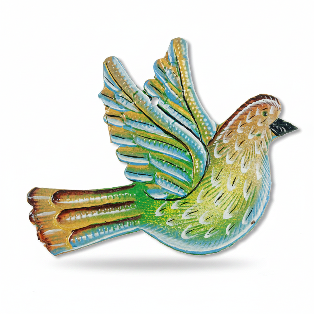 Blue Painted Bird Ornament