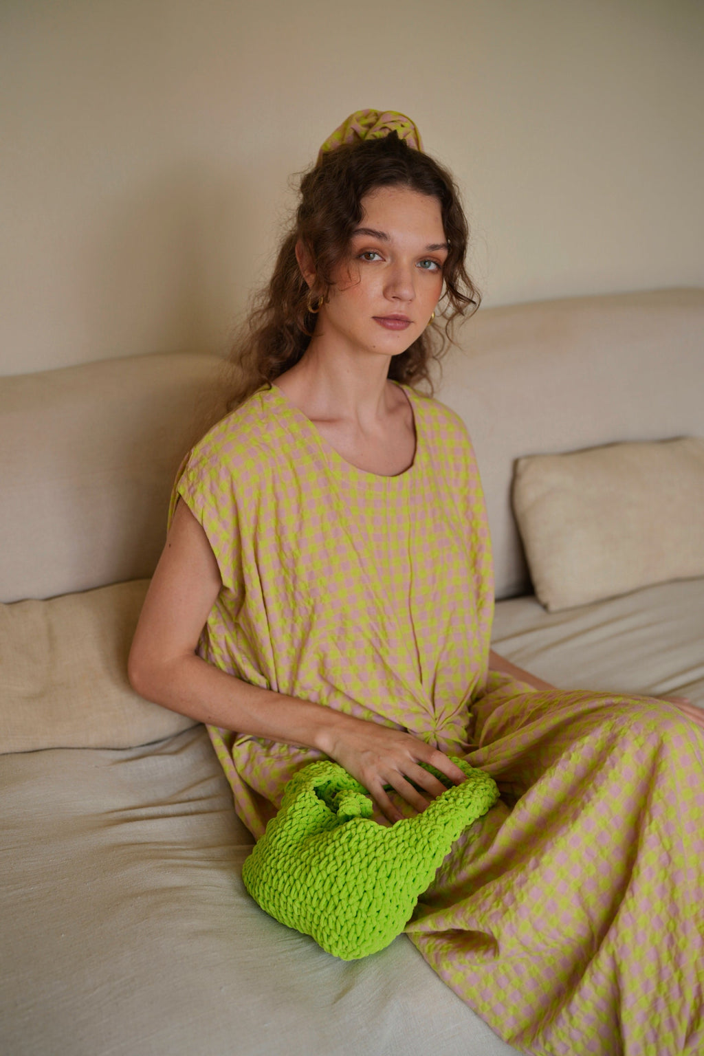 Julia Knit Clutch - Lime Green
