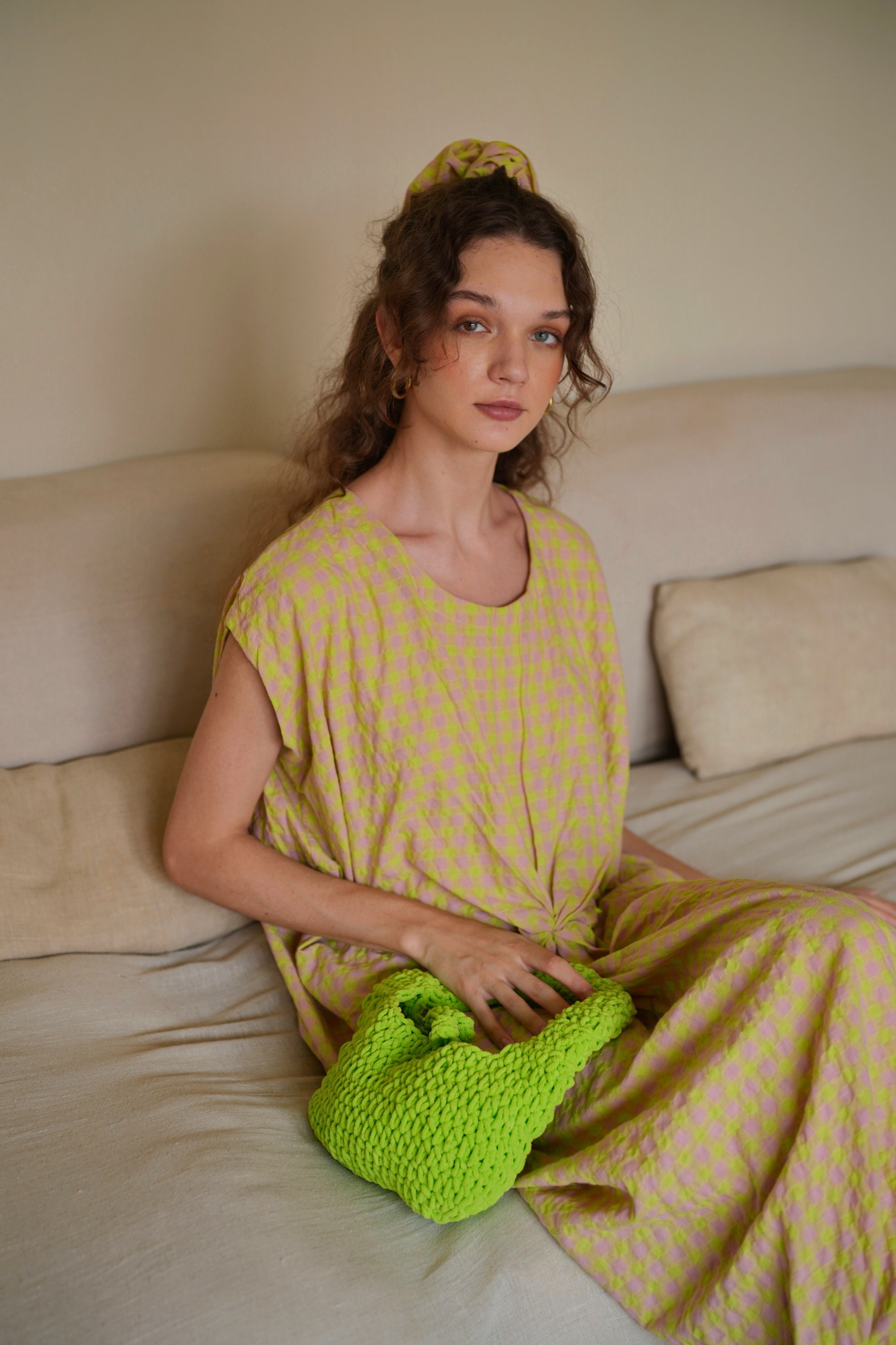 Julia Knit Clutch - Lime Green