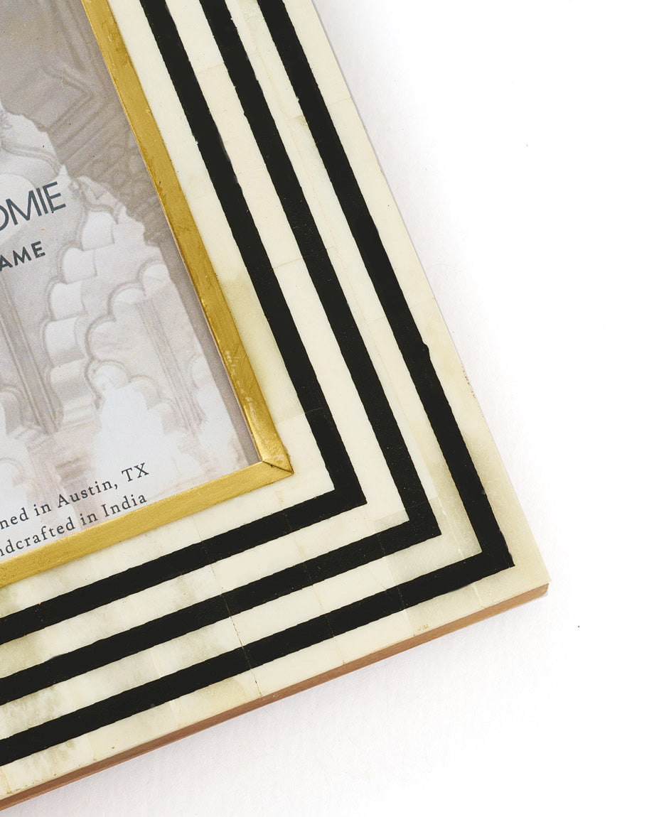 Rajiva Black & Cream Carved Bone Picture Frame (4x6)