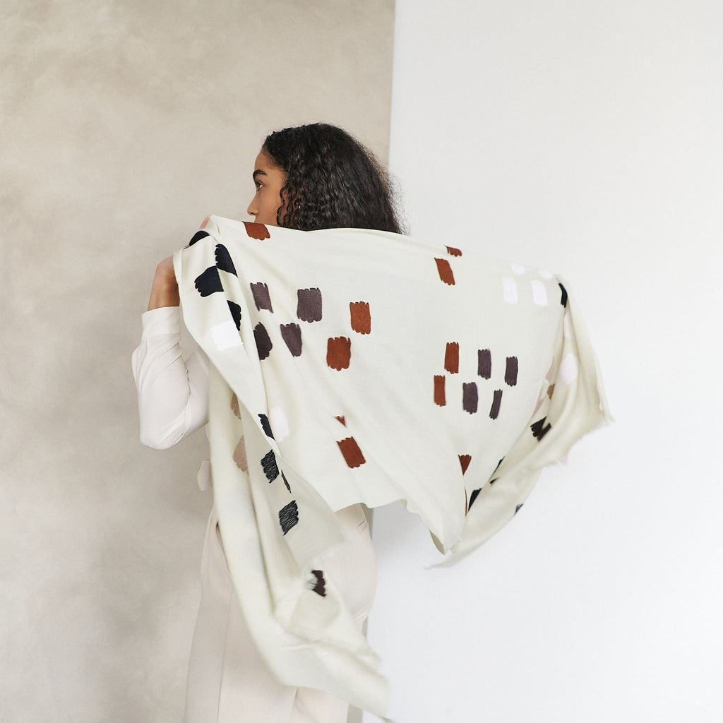 Dahlia Embroidered Hand Woven Modern Artisanal Scarf