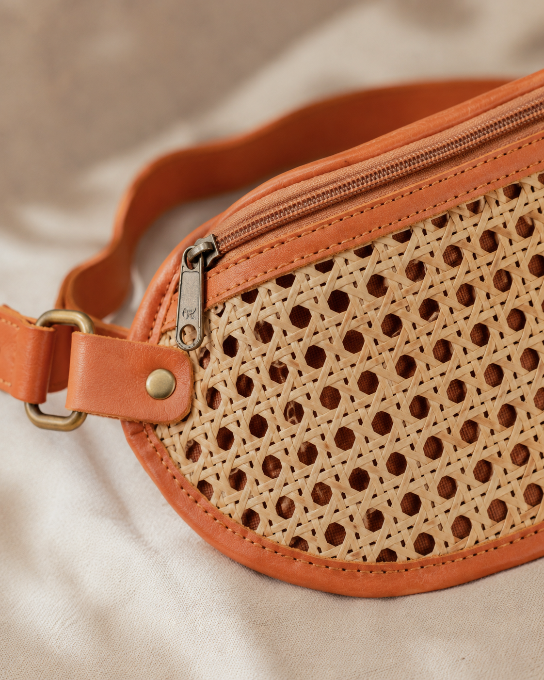 Raja Leather & Cane Sling Bag