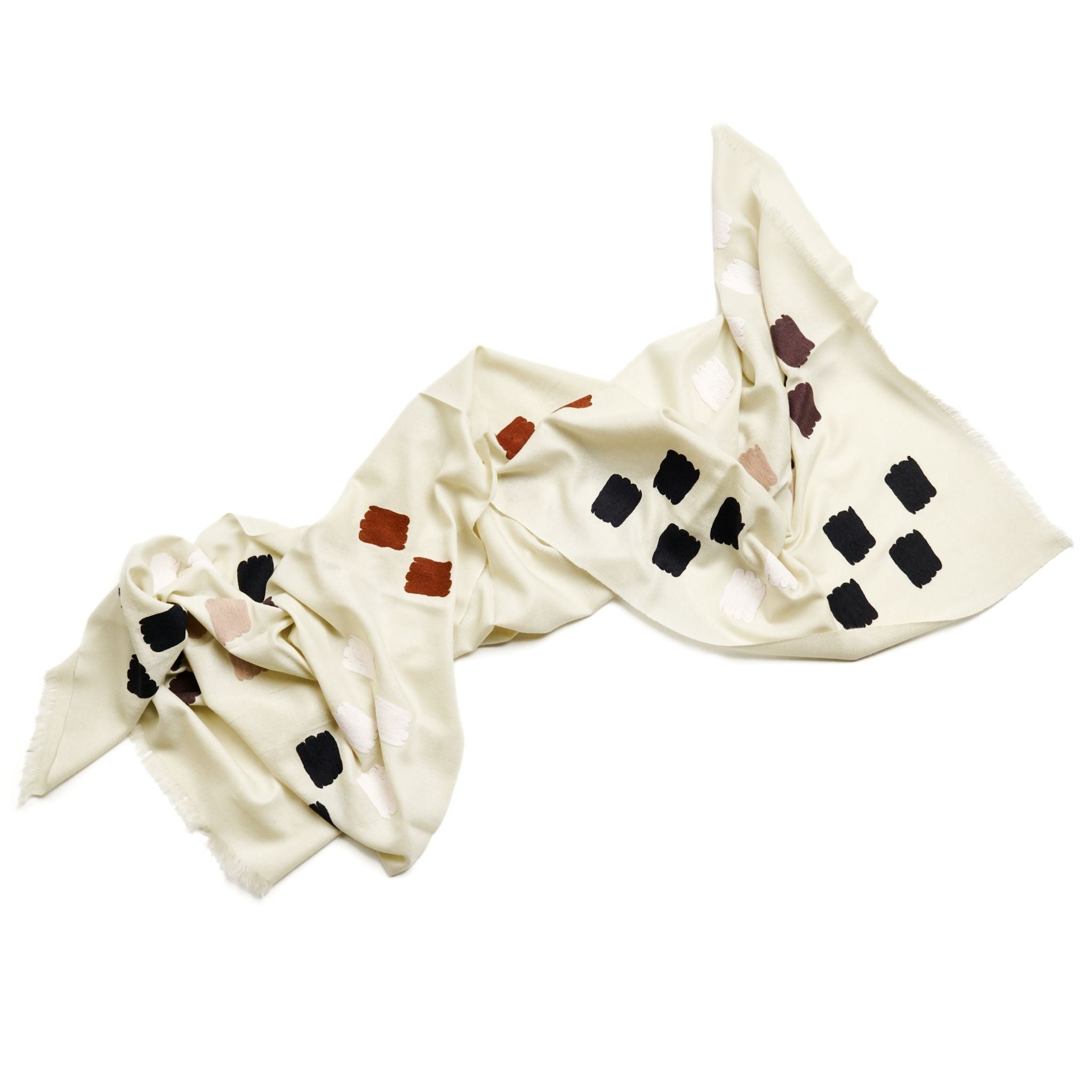 Dahlia Embroidered Hand Woven Modern Artisanal Scarf