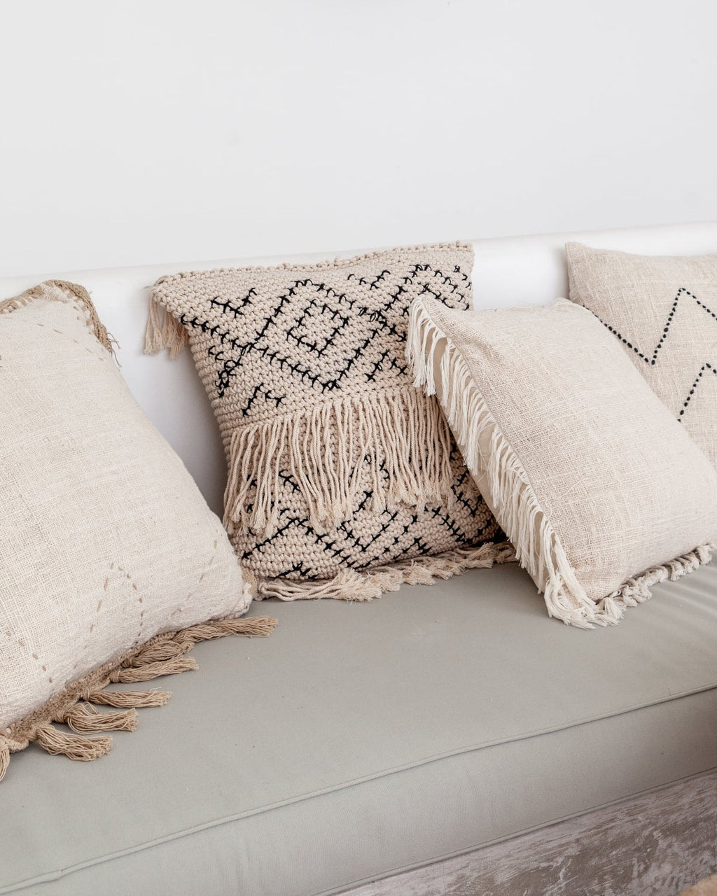 Bohemian Tasseled Macrame Throw Pillow