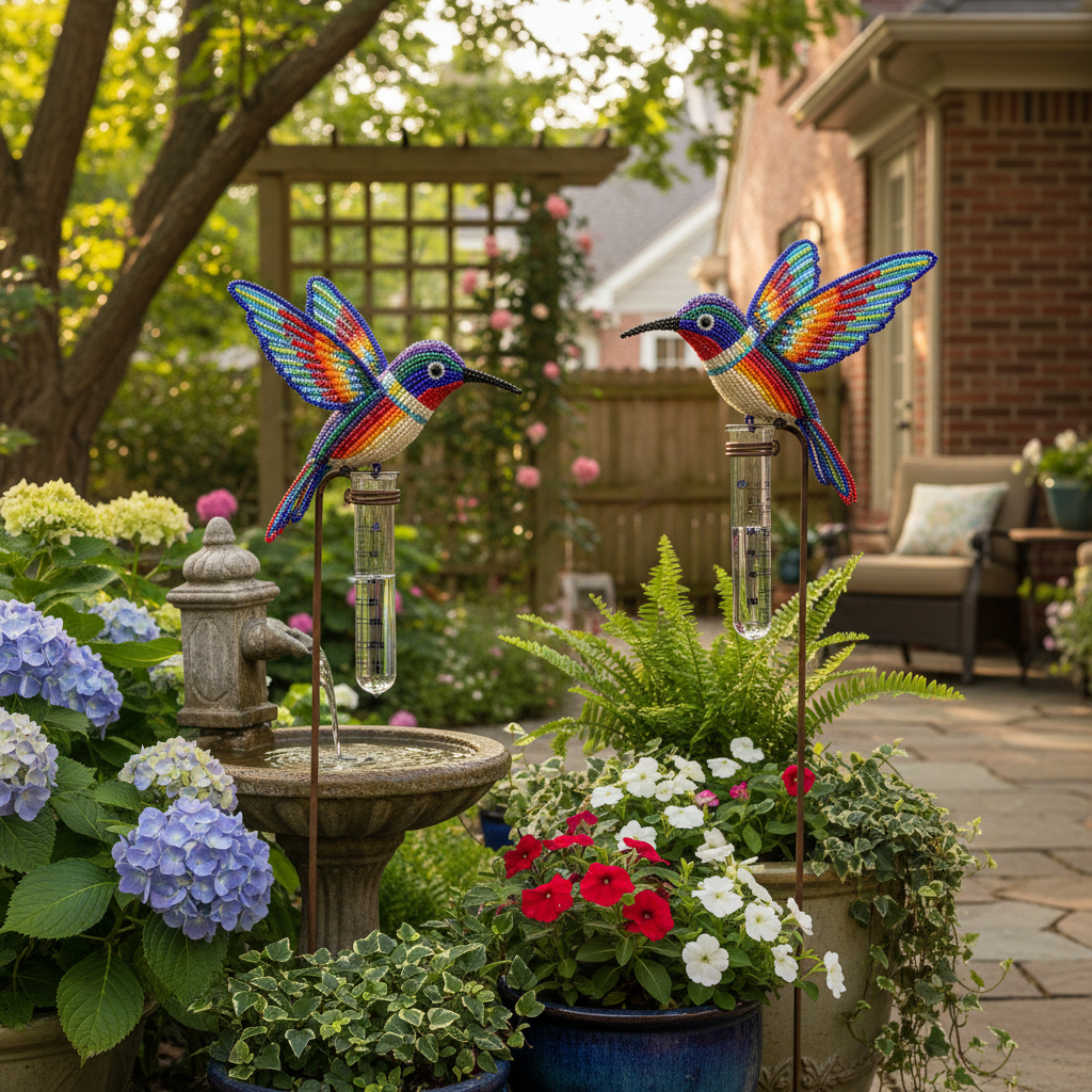 Hummingbird Rain Gauge (Set of 2)