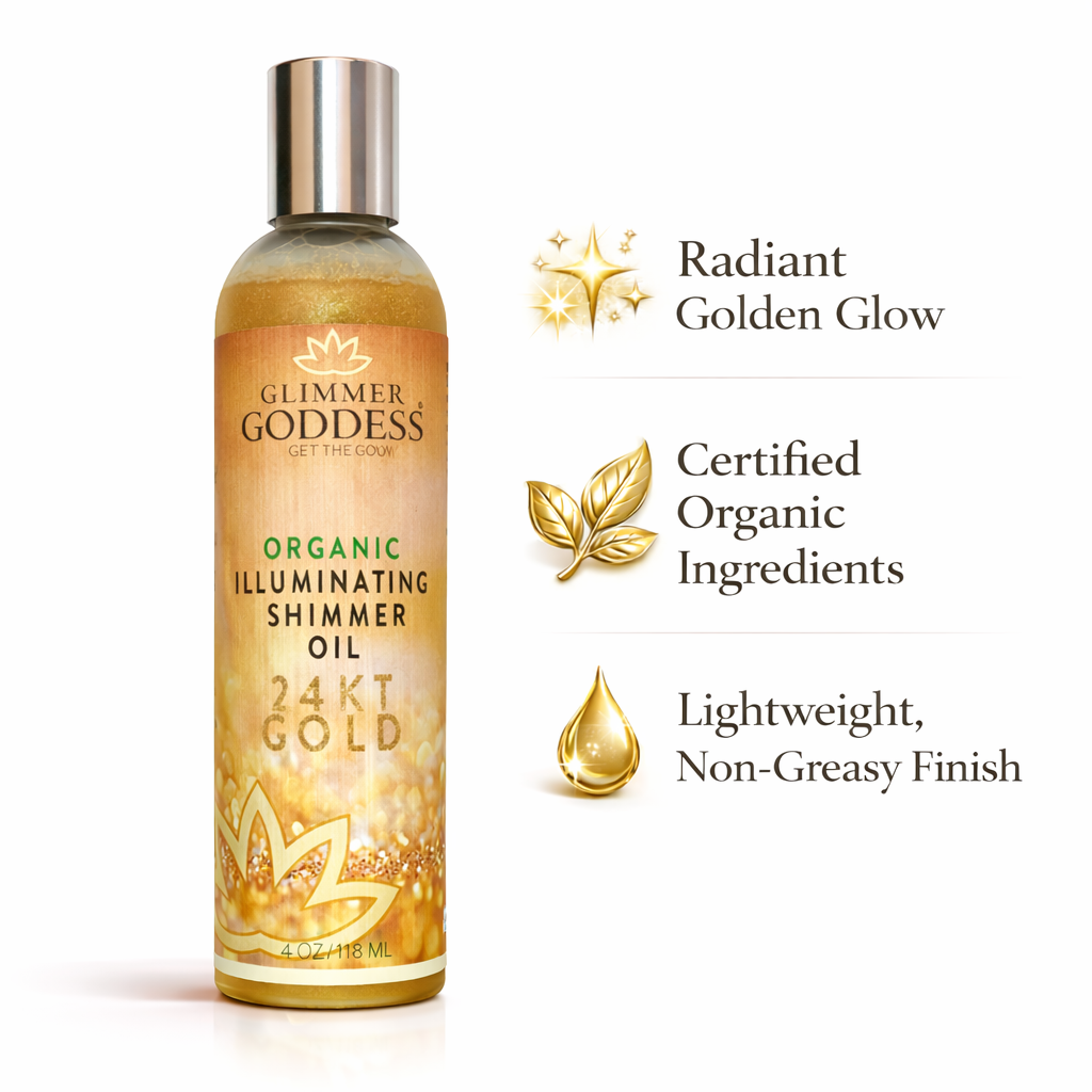 Organic Shimmer Body Oil for a Soft Non-Greasy Body Glow