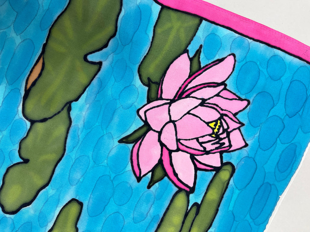 Hand-Dyed Silk Wall Hanging  - Waterlily Zen