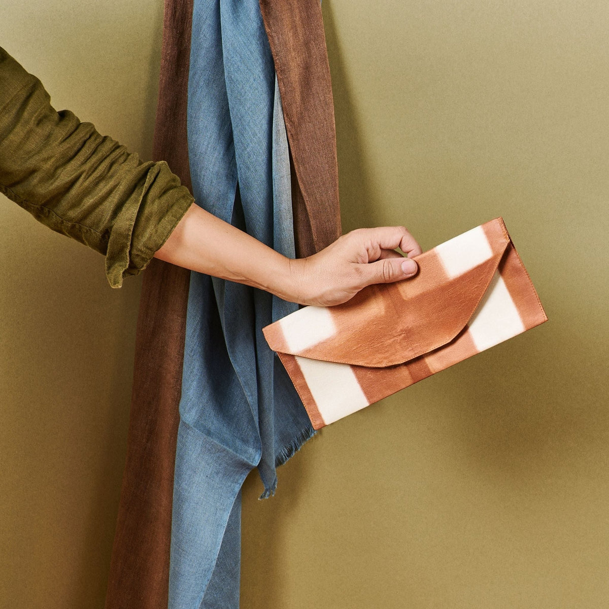 Melo Gold Mulberry Silk Shibori Hand Crafted Envelope Pouch