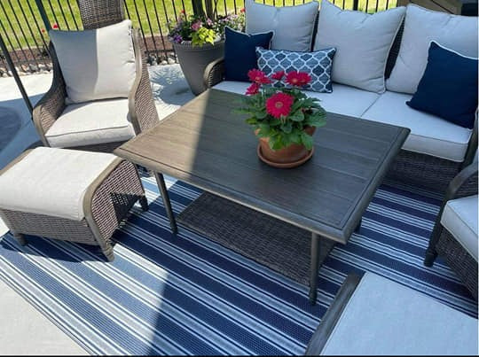 Vertical Stripe Blue & White Rug