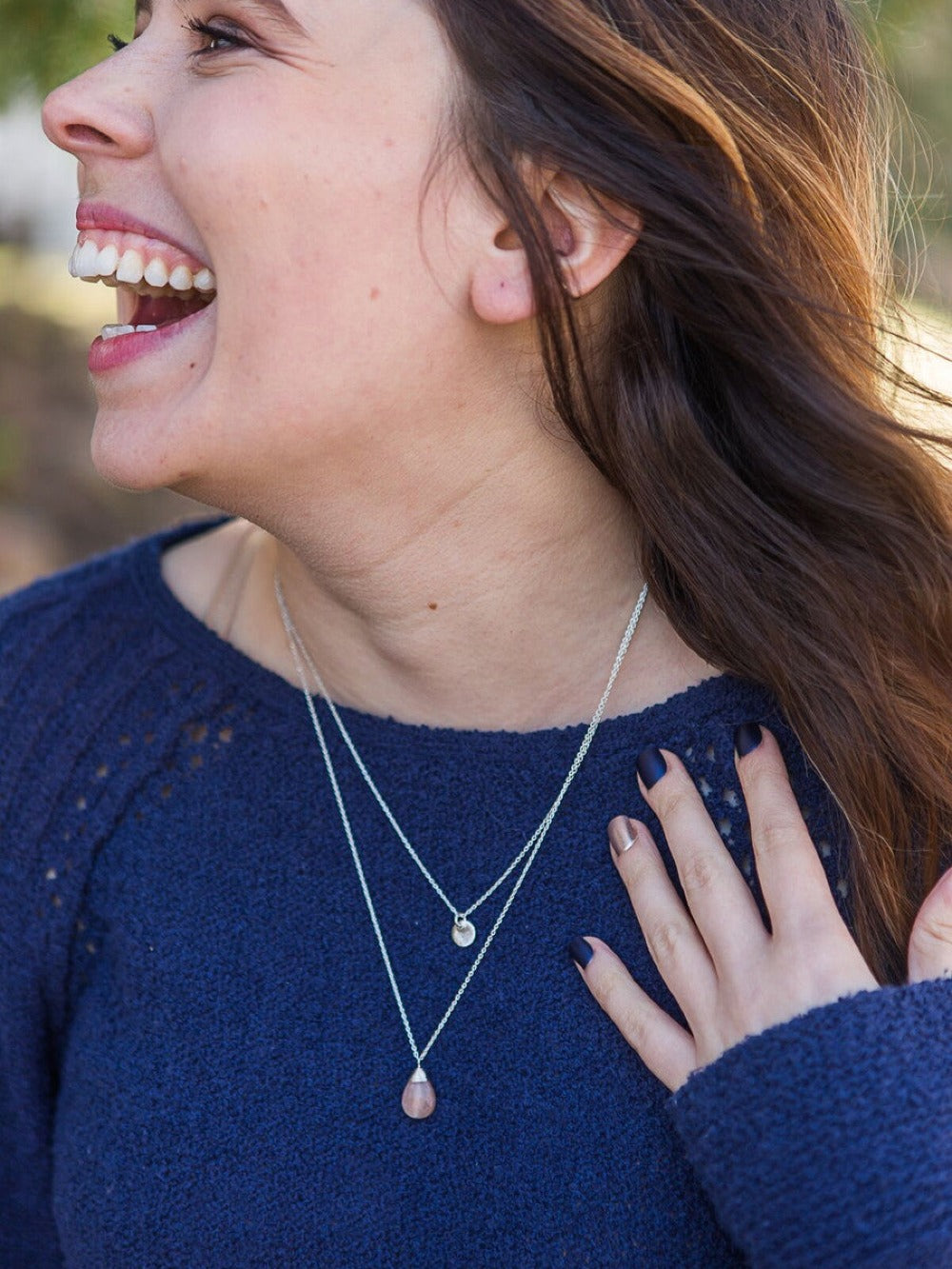 Triple Strand Multi-Way Pendant Necklace - Silver