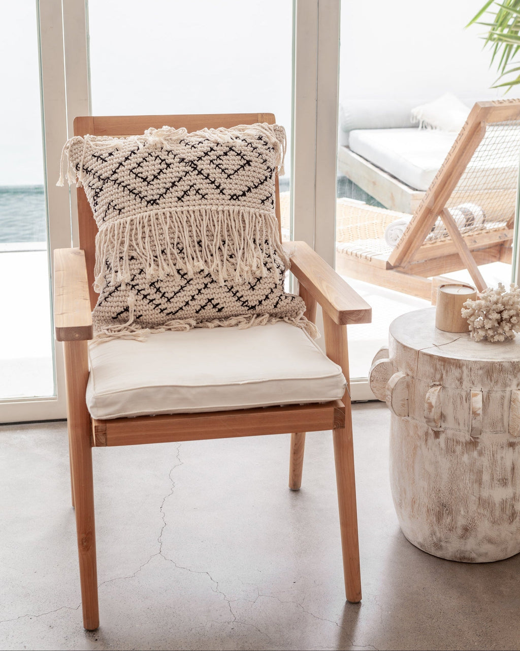 Bohemian Tasseled Macrame Throw Pillow