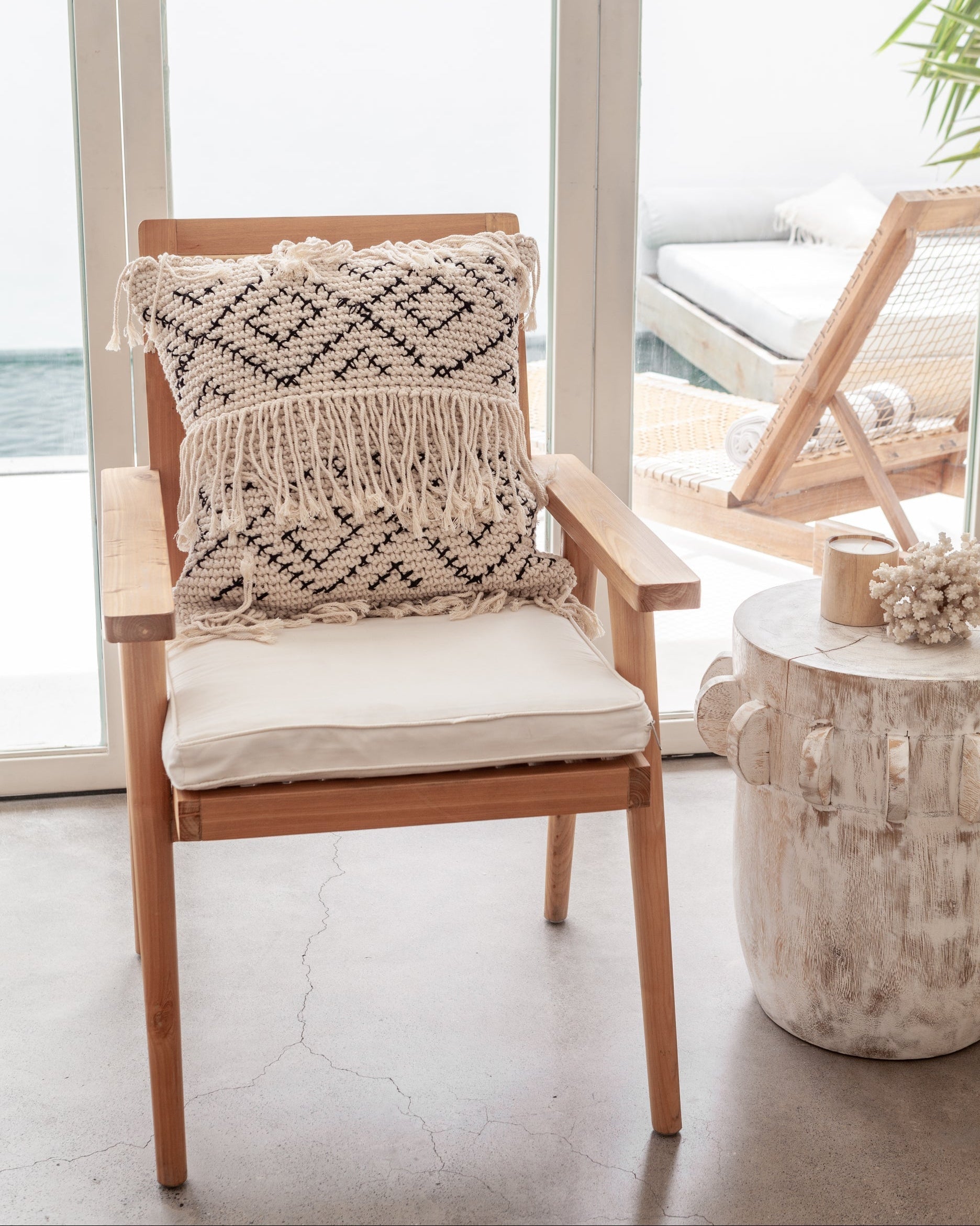 Bohemian Tasseled Macrame Throw Pillow