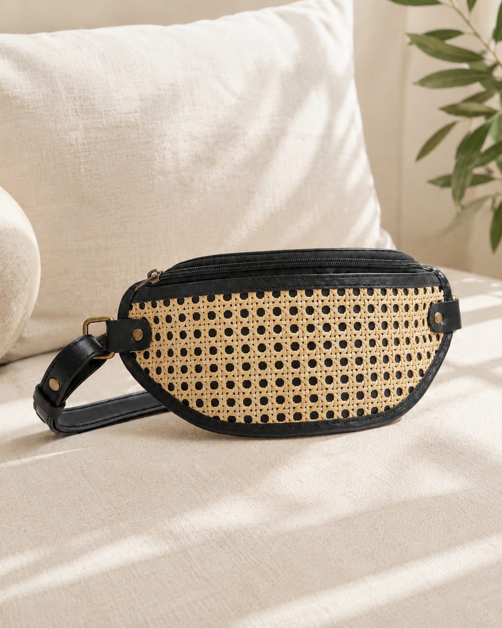 Raja Leather & Cane Sling Bag