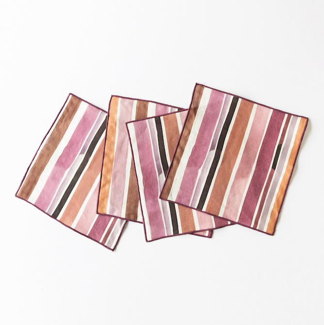 Lisbon Stripe Cocktail Napkin Set (Set of 4)