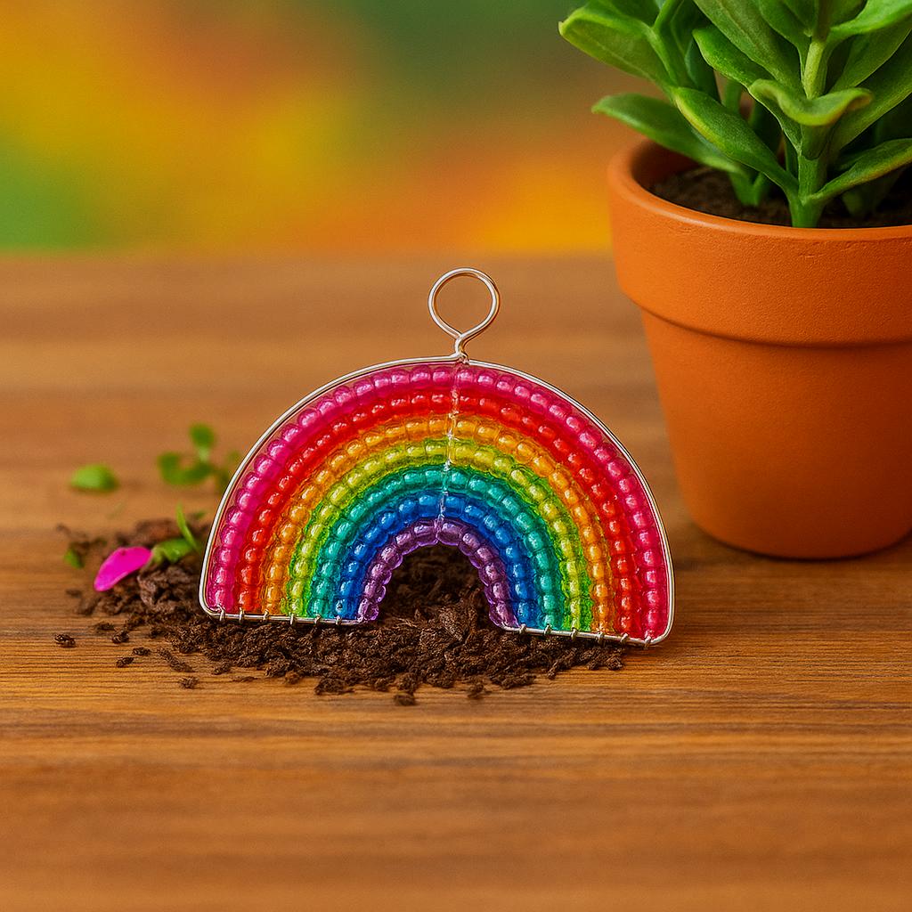 Handmade Haitian Artisan Beaded Rainbow Keyring (Set of 6)