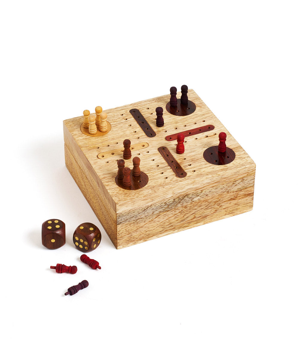 Hand Carved Pachisi Travel Game Set