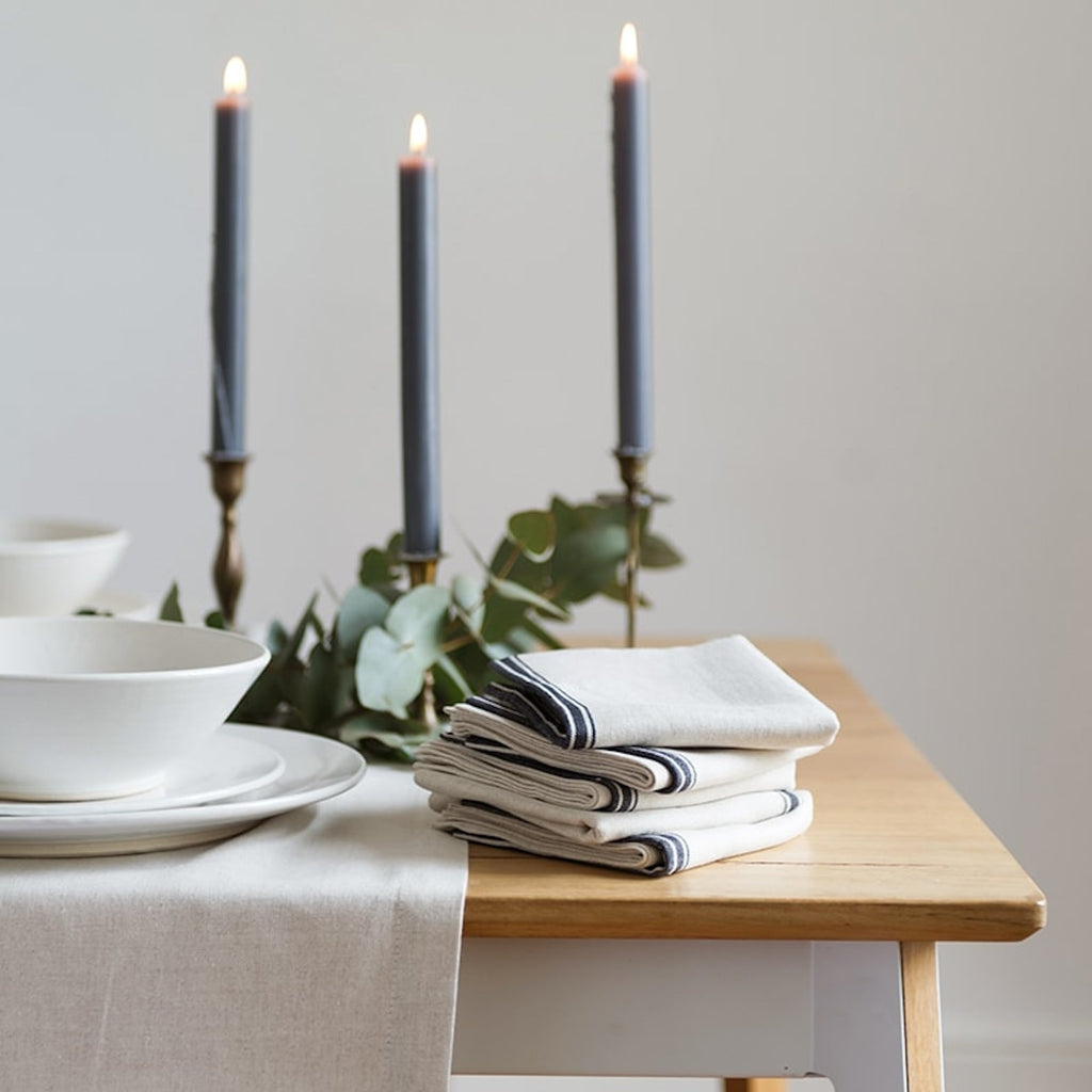 Provincial Napkins - Natural & French Navy