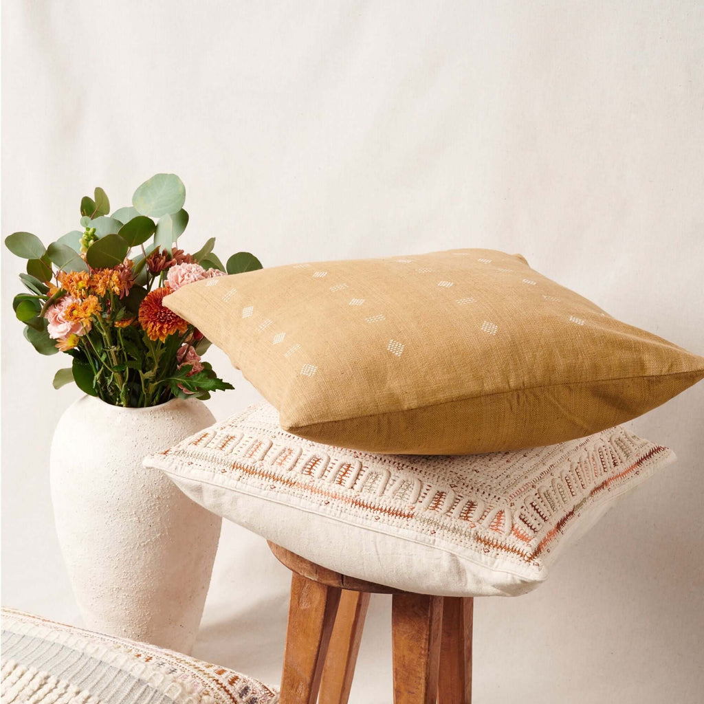 Nira Ochre Hand Spun Organic Cotton Handloom Pillow Cover