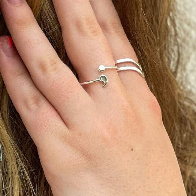 Semi-Colon Sterling Silver Ring