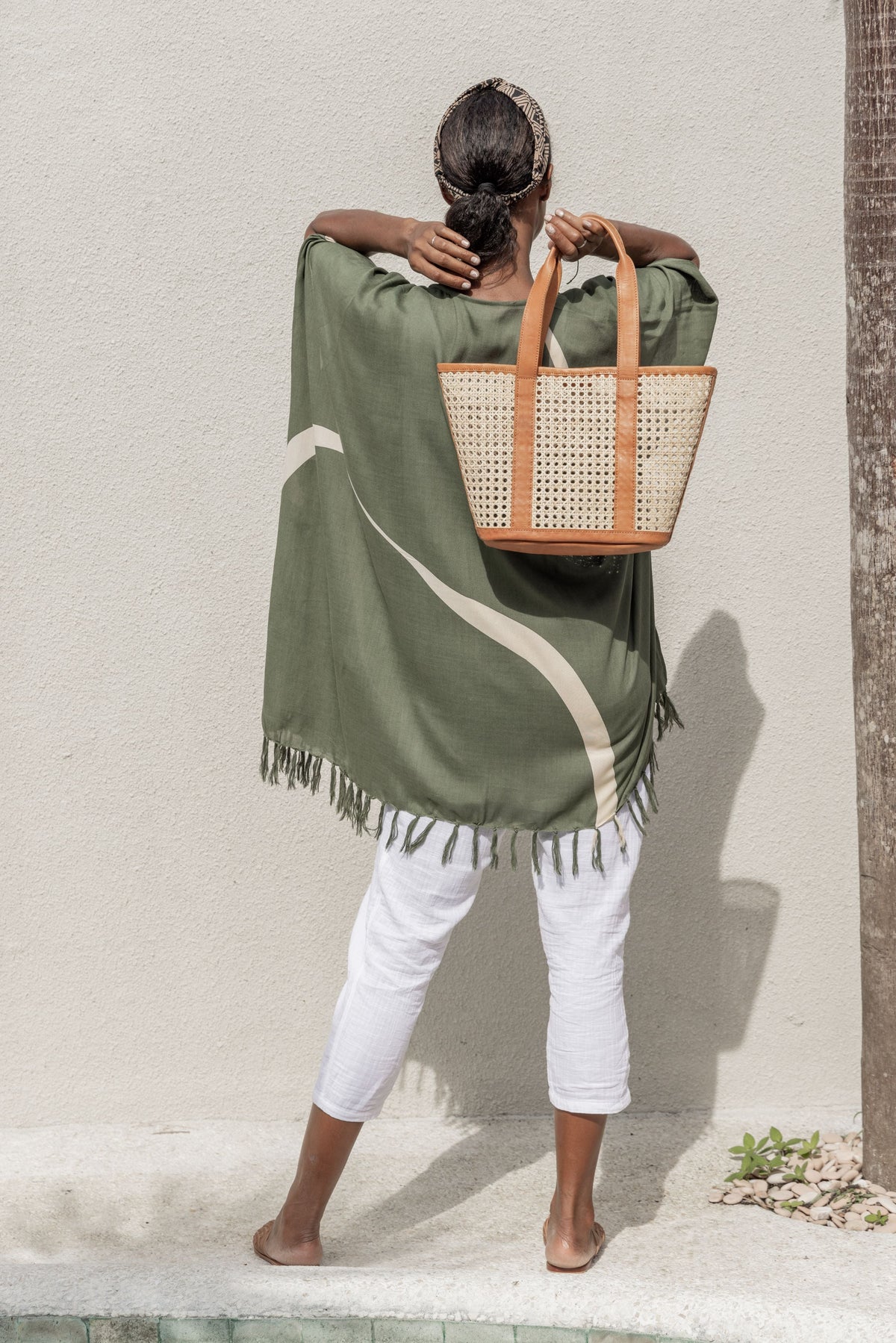 Raja Leather & Cane Carryall Bag