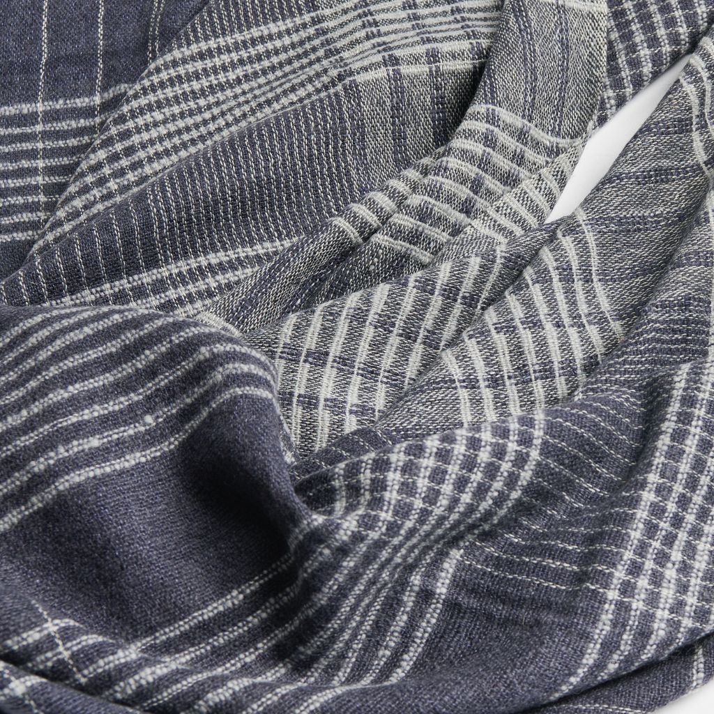 Alloy Dark Blue Stripes Pattern Soft Merino Linen Handloom Throw