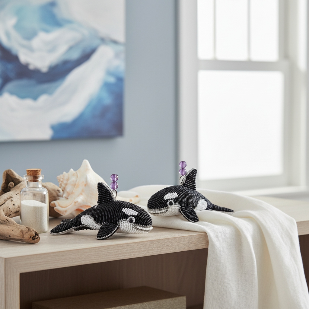 Orca Baby Beaded Figurine (Set of 2)