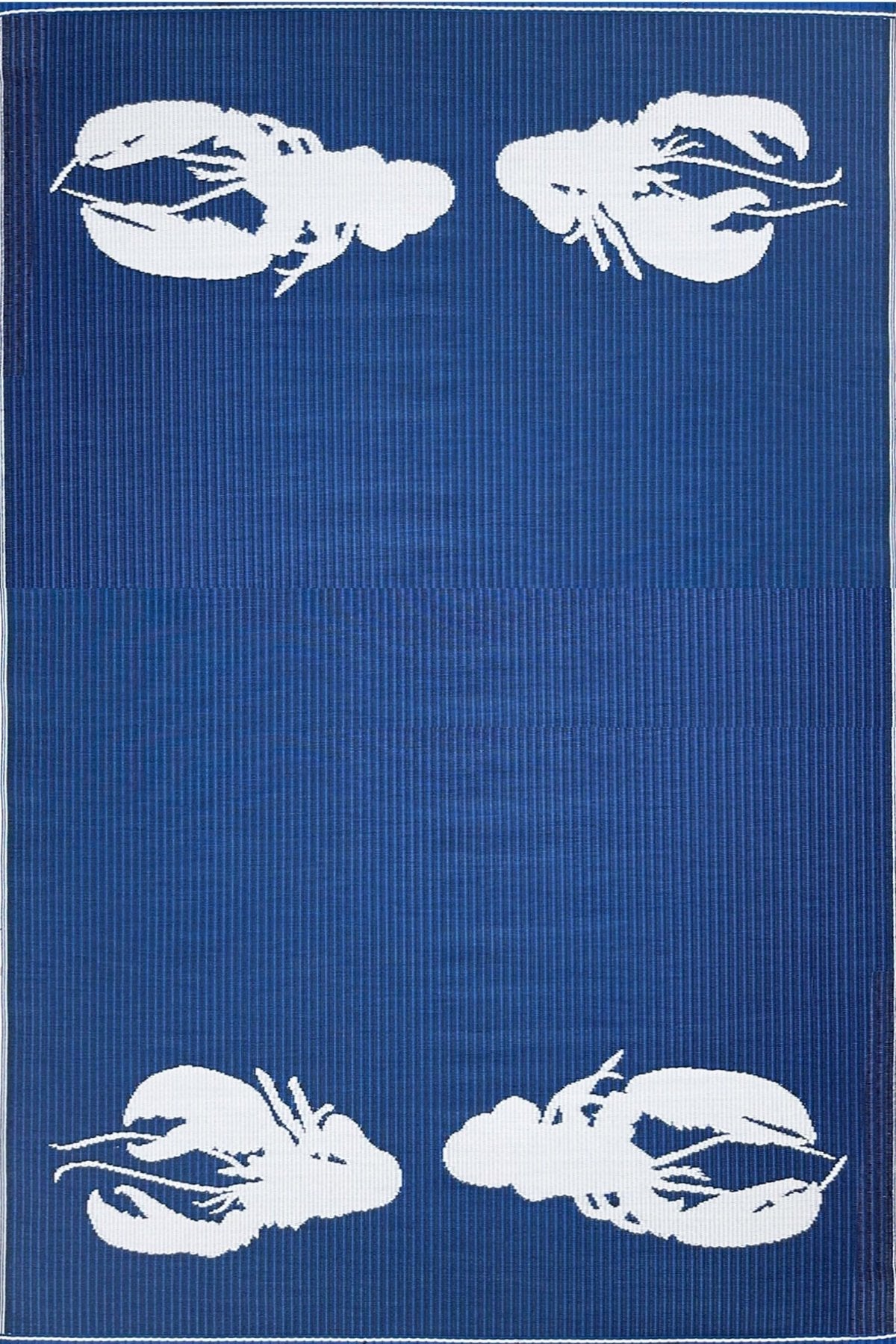 Four Lobster Blue & White Rug