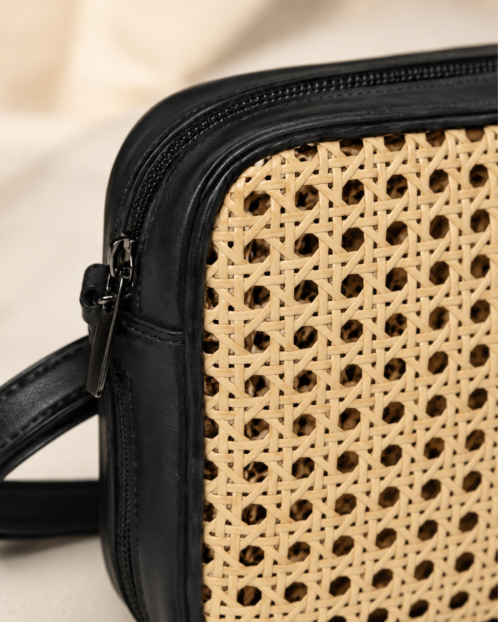Vera Leather and Cane Belt Bag