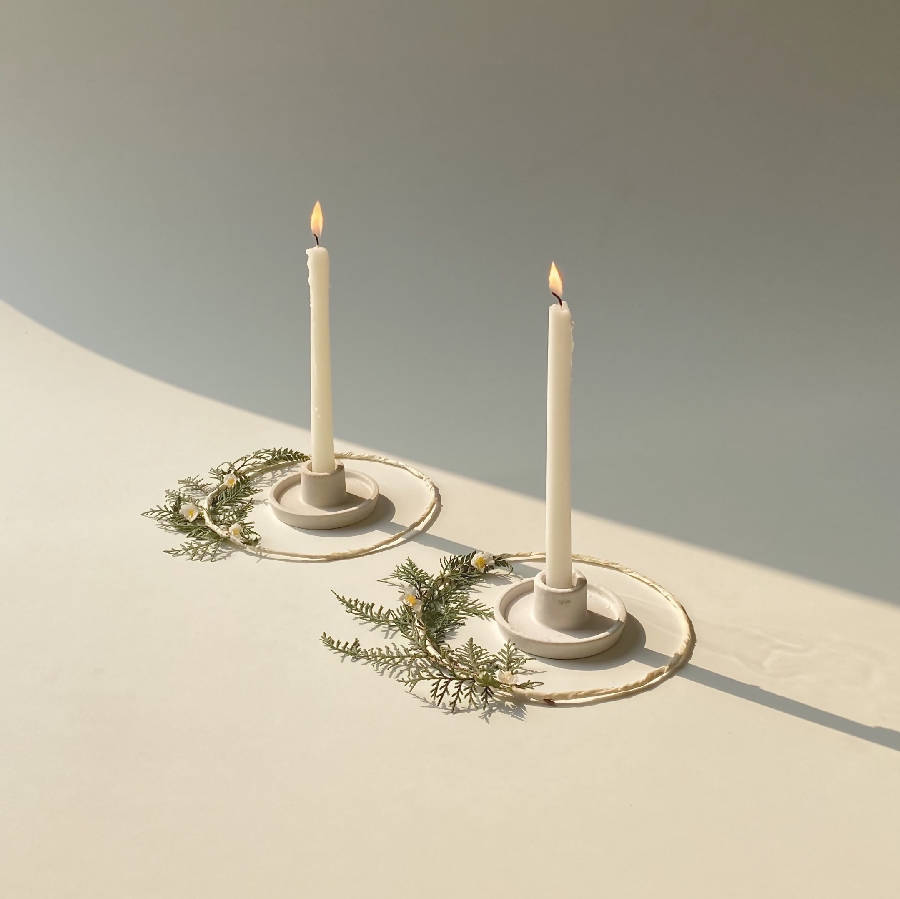 Whirl Ceramic Candle Holder (Set of 2)